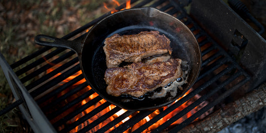 COOKING THE PERFECT BISON RIBEYE IN A CAST IRON OVER AN OPEN FLAME