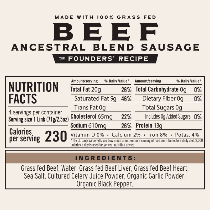 Grass Fed Beef Ancestral Blend Sausage
