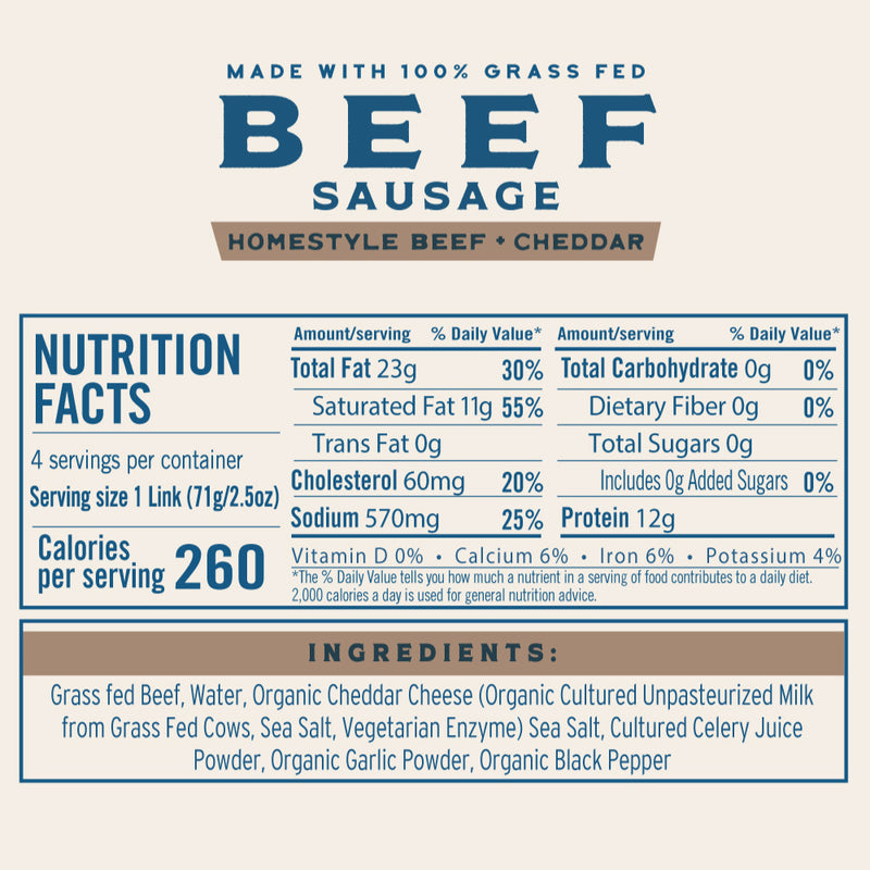 Grass Fed Beef & Cheddar Sausage