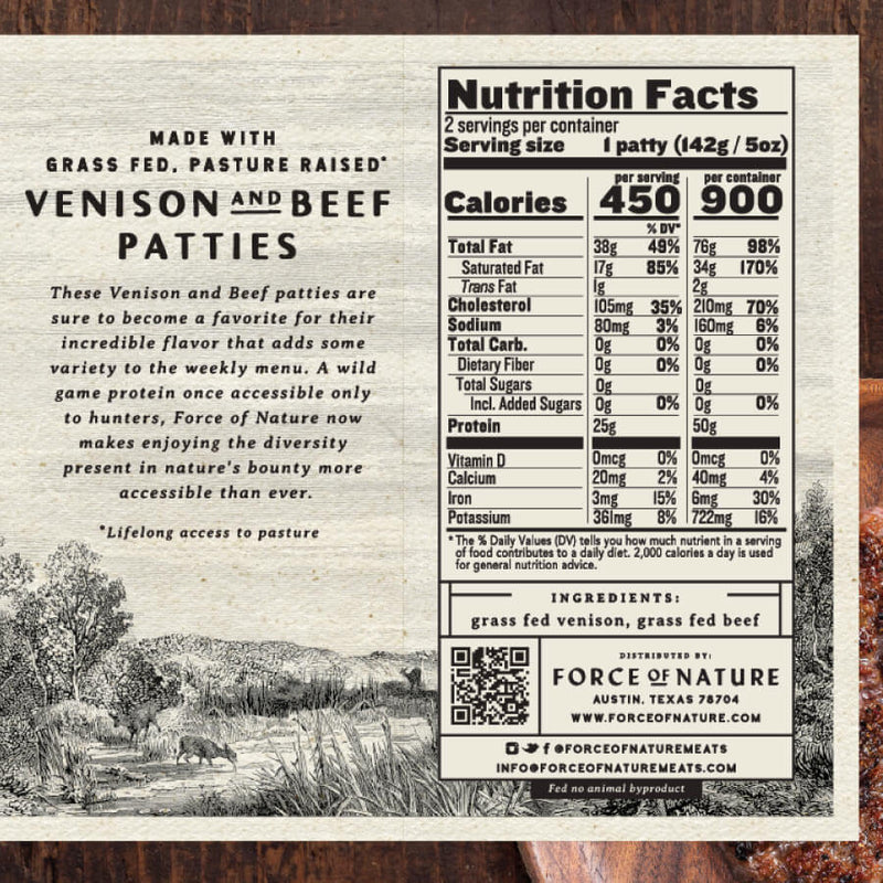 Grass Fed Venison and Beef Burger Patties