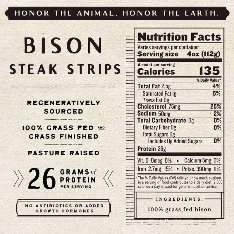 Grass Fed Bison Steak Strips