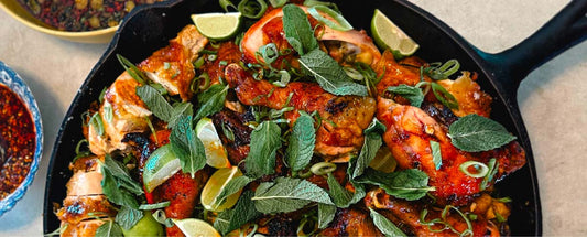 Spatchcock Chicken With Charred Bok Choy