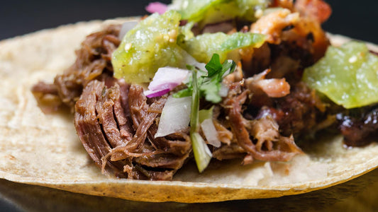 ABUELA'S BISON TONGUE BARBACOA TACOS WITH TOMATILLO SALSA