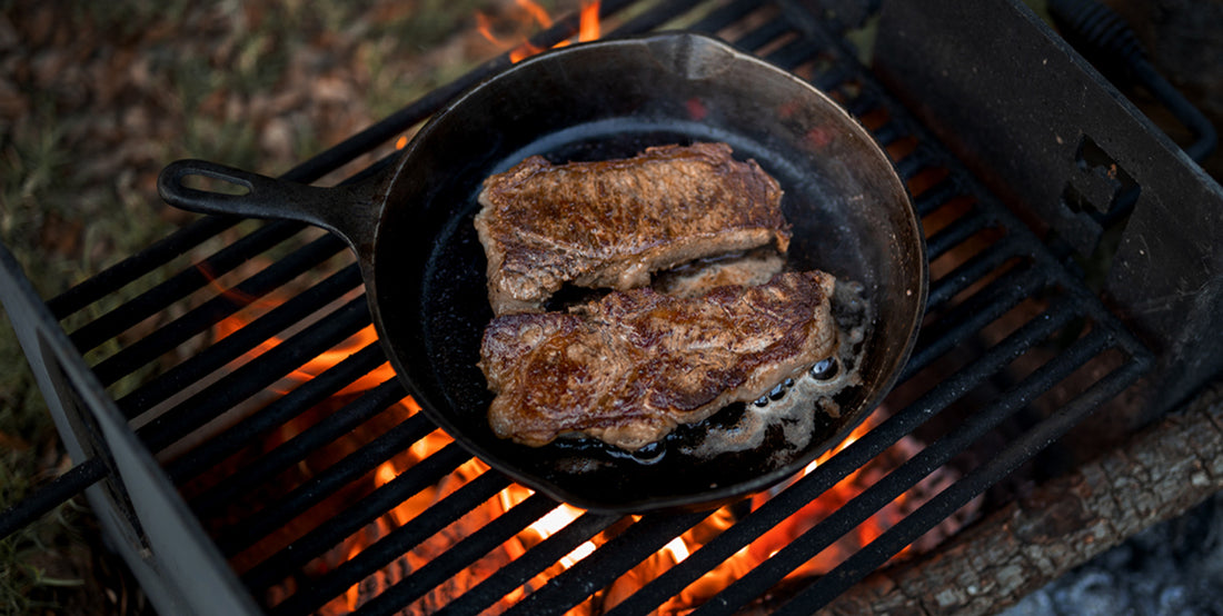 COOKING THE PERFECT BISON RIBEYE IN A CAST IRON OVER AN OPEN FLAME