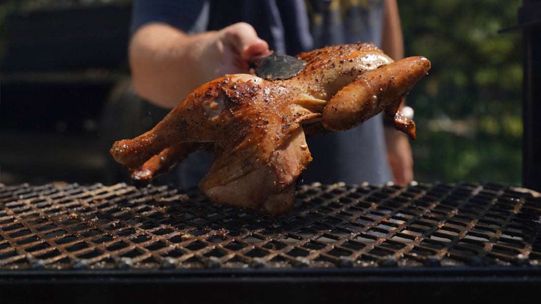 Charcoal grilled Spatchcock Chicken