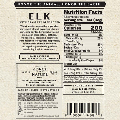 Grass Fed Ground Elk infographic.