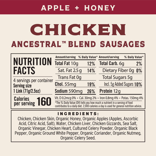 Apple & Honey Chicken Ancestral Blend Sausage