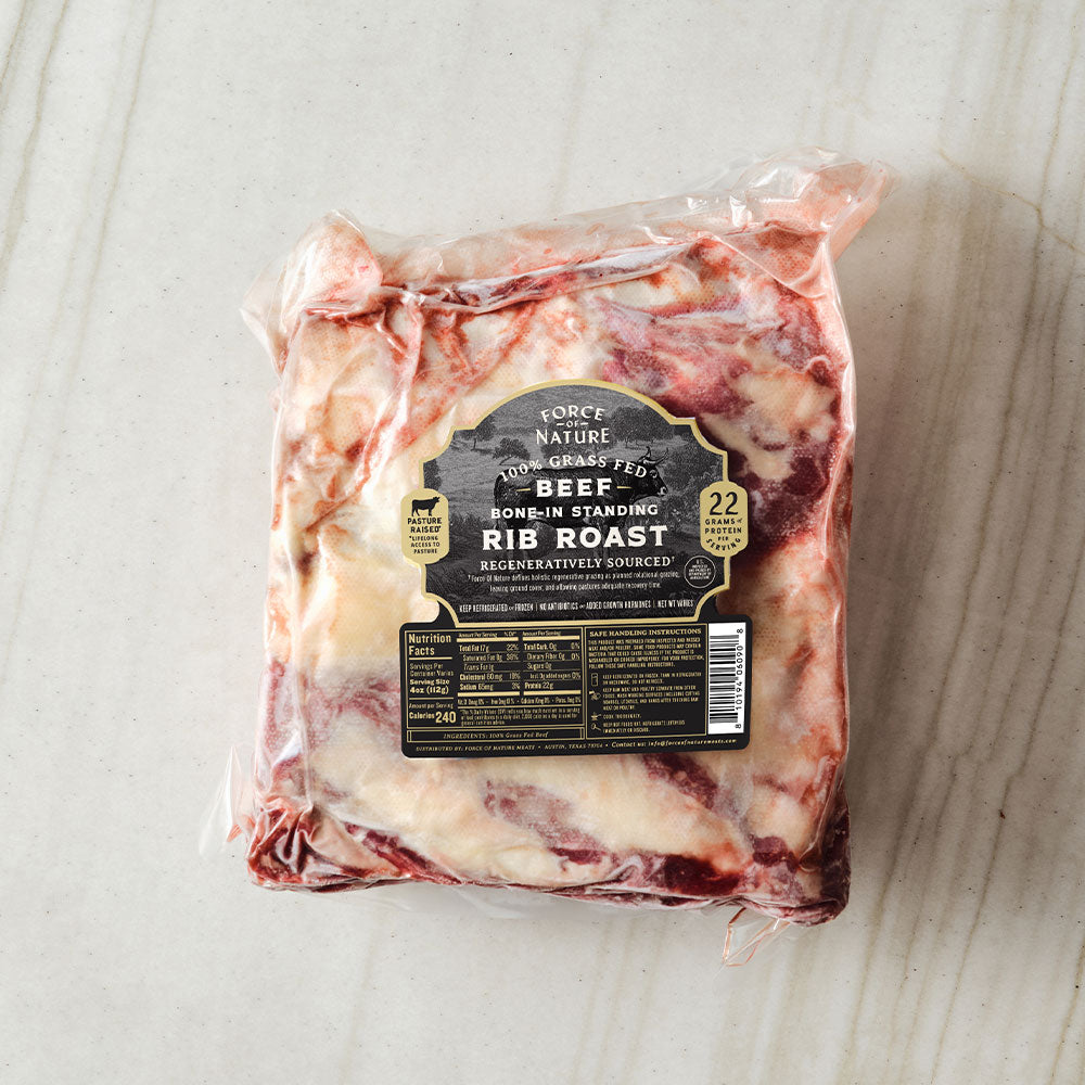 Beef Rib Packaged Grass Fed Beef Standing Rib Roast – Force of Nature Meats