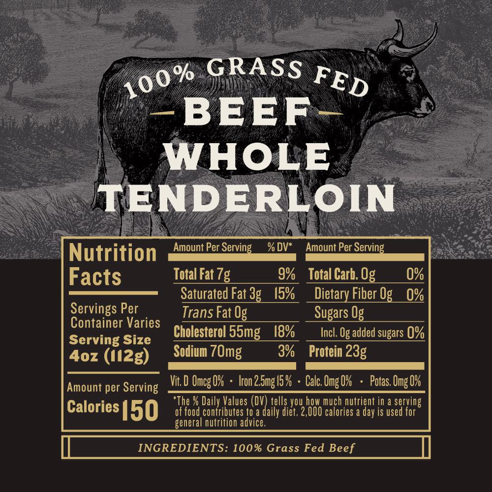 Grass Fed Beef Whole Tenderloin