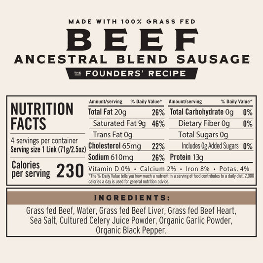 Grass Fed Beef Ancestral Blend Sausage