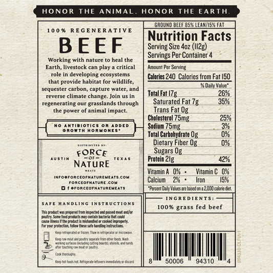 Grass Fed Ground Beef 85/15