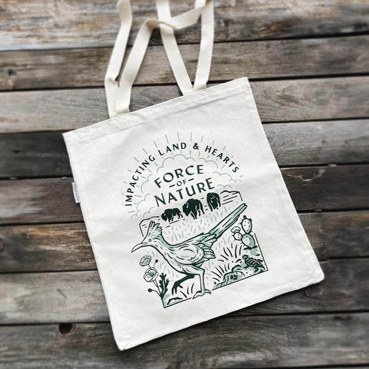 Impacting Land & Hearts Collection: "Roadrunner" Tote Bag (Organic Cotton)