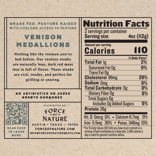 Grass Fed Venison Steak Medallions