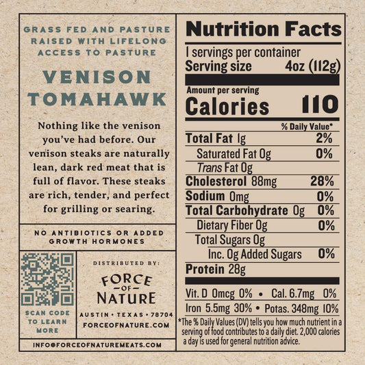 Grass Fed Venison Tomahawk Steak