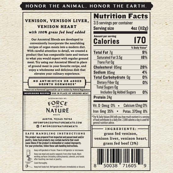 Buy Grass-fed Ground Venison Ancestral Meat - Force of Nature Meats