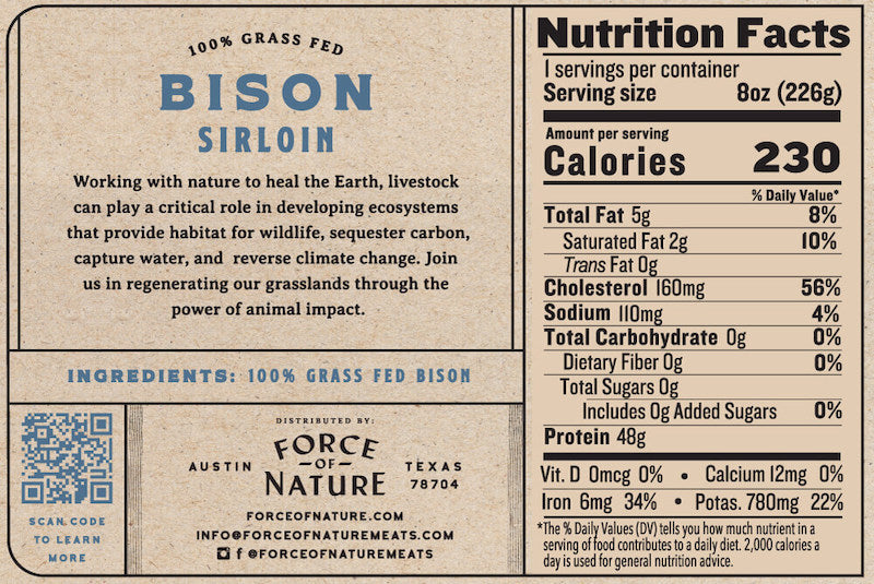 Regenerative Bison Sirloin Steak – Force of Nature Meats