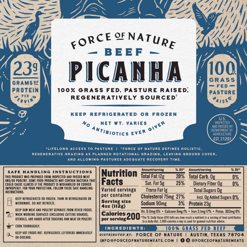 Picanha nutritional information.