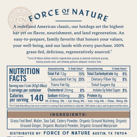 Beef Hot Dog nutritional facts.