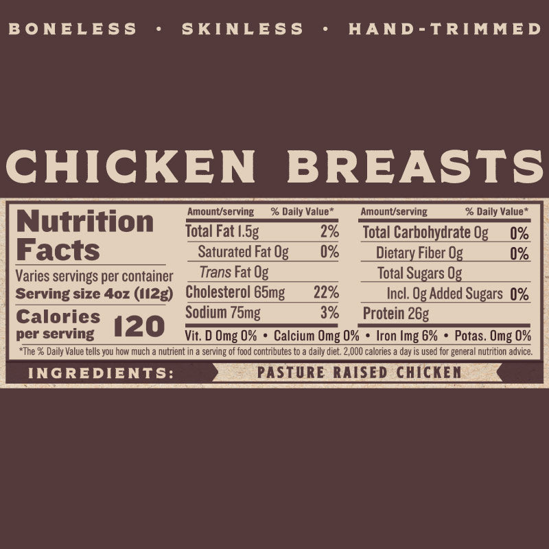 Pasture Raised Chicken Breasts (Boneless, Skinless)