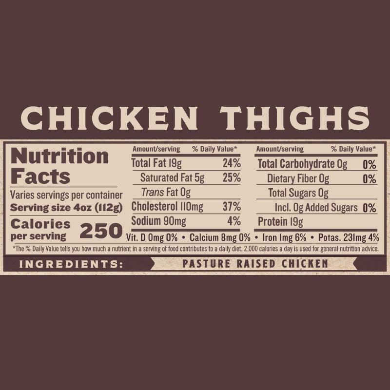 Pasture Raised Chicken Thighs (Bone-In, Skin-on)