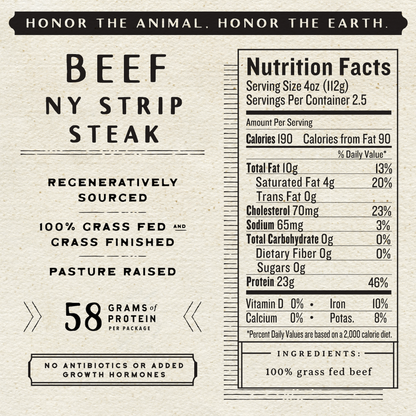 Beef NY Strip Steak nutritional facts.