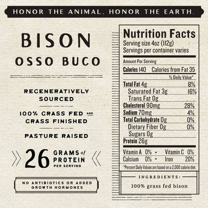 Bison Osso Buco nutritional information.