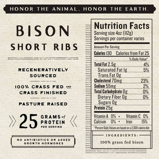 Bison Short Ribs nutritional information.